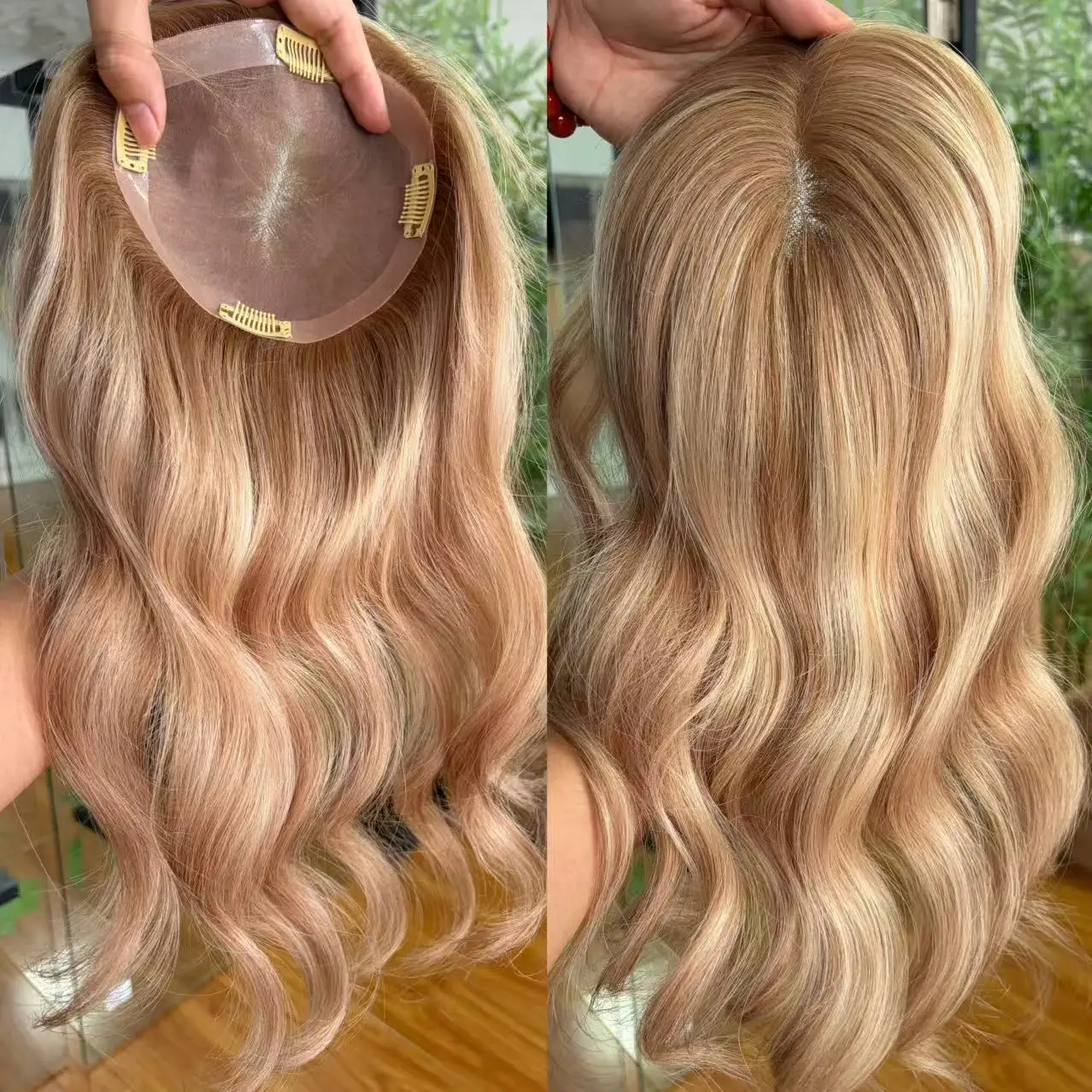Topper per capelli MONO in pizzo 6x6 pollici, in capelli europei vergini, per donna, invisibili, con parte libera, extension per capelli - immagine 6