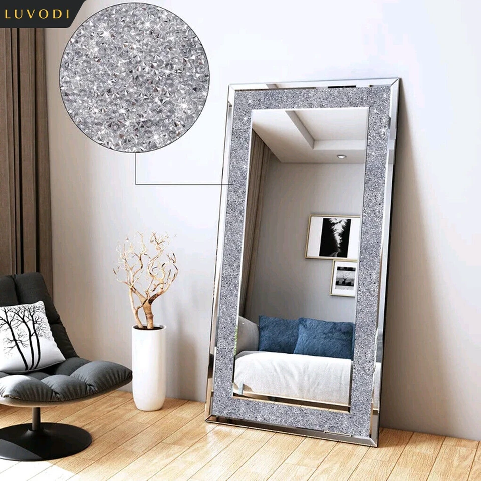 Miroir Mural Rond En Quartz Cristal Blanc 18 Pouces – Décoration Luxe Fait Main