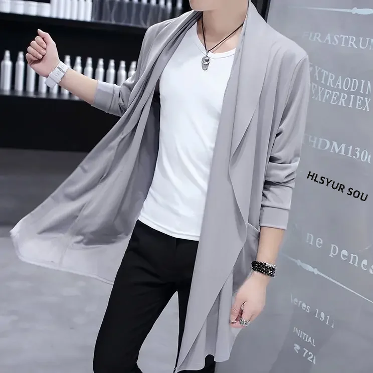Korean Style Medium-length Trench Coat For Boys Spring Autumn Youthful Slimming Top Student Manteau Jacket Casual Scene trench coat casual men jacket