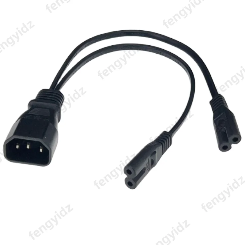 Fengyidz 30CM 전원 Y 형 분배기 어댑터 케이블 단일 IEC 320 C14 남성-C7 + C7 여성 짧은 코드 컴퓨터 호스트 디스플레이