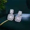 CWWZircons No Ear Hole Design Square Drop Dangle CZ Women Party Wedding Engagement Clip on Earrings Without Piercing CZ903 4