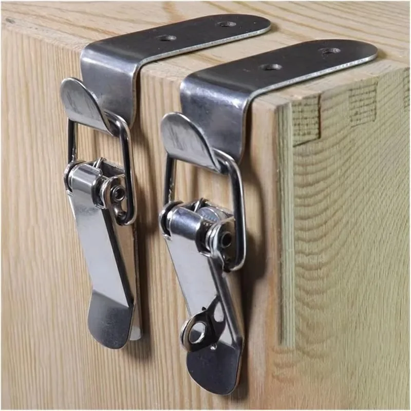Duck Mouth Buckle Hook 90 Degree Wooden Box Closure Lock Spring Loaded Draw Toggle Buckle Clamp for Suitcase Cabinet Door Hasps furniture hardware toggle latches decorative latches
