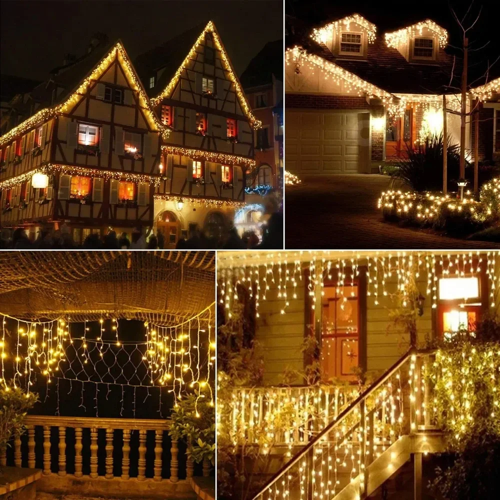 thumbnail image 5 of Decoraciones navideñas para el hogar, cortina LED para exteriores, guirnalda de luces de carámbanos, guirnalda de calle para la casa, decoración de Año Nuevo de 3 a 35 m, 5 of 5