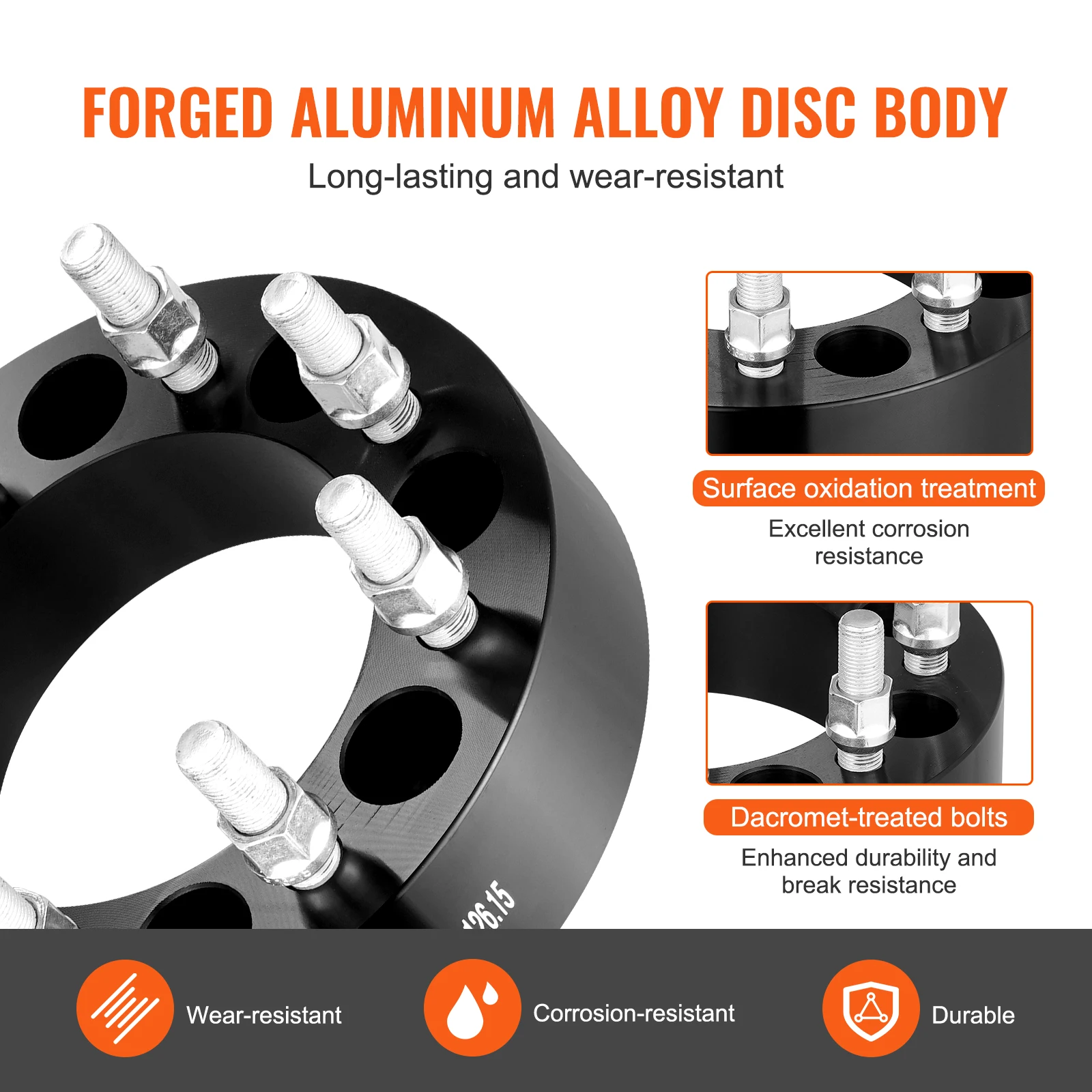 SucceBuy Wheel Spacers 8"x6.5" Wheel Adapters 8 Lug Forged Spacer 9/16"-18 Studs Spacers for DodgeRam 2500 3500 Ford F250 F350