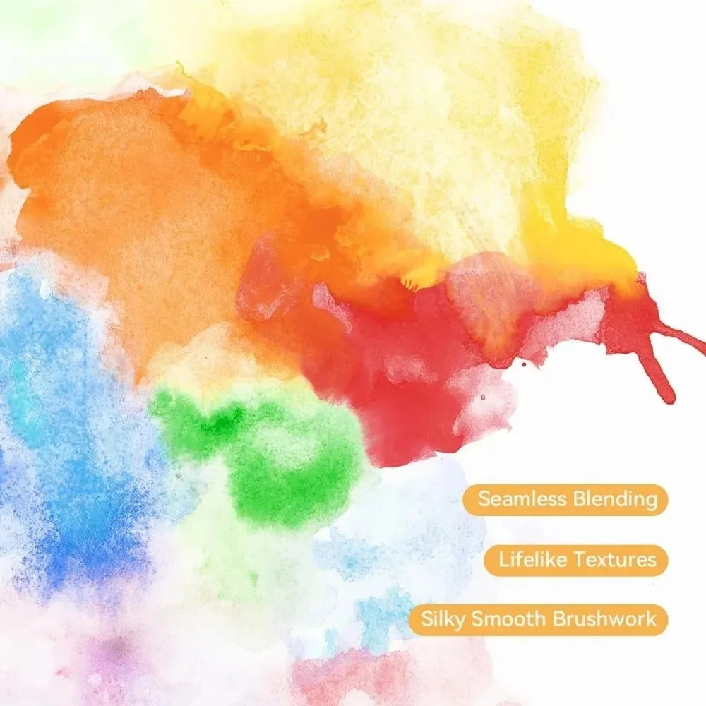 Watercolor Paint Set Full Pan 24 Colors Solid Watercolor 6 Brush Pens for Beginners Students and Artists