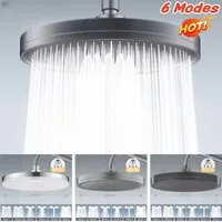 New 230mm Big Panel Showerhead 6 Mode Supercharge Rainfall Shower Head High Pressure Top Rain Shower Faucet Bathroom Accessories 2