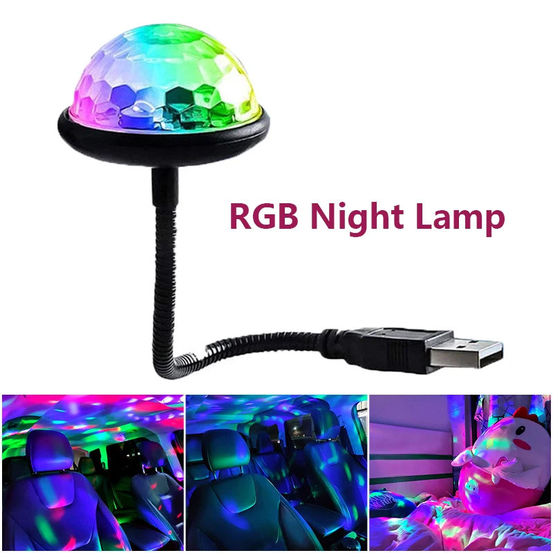 

USB LED Stage Light RGB Multi Color Car Atmosphere Decorations Lamp Magic Strobe Light For KTV Bar Dance Disco DJ Sound Party