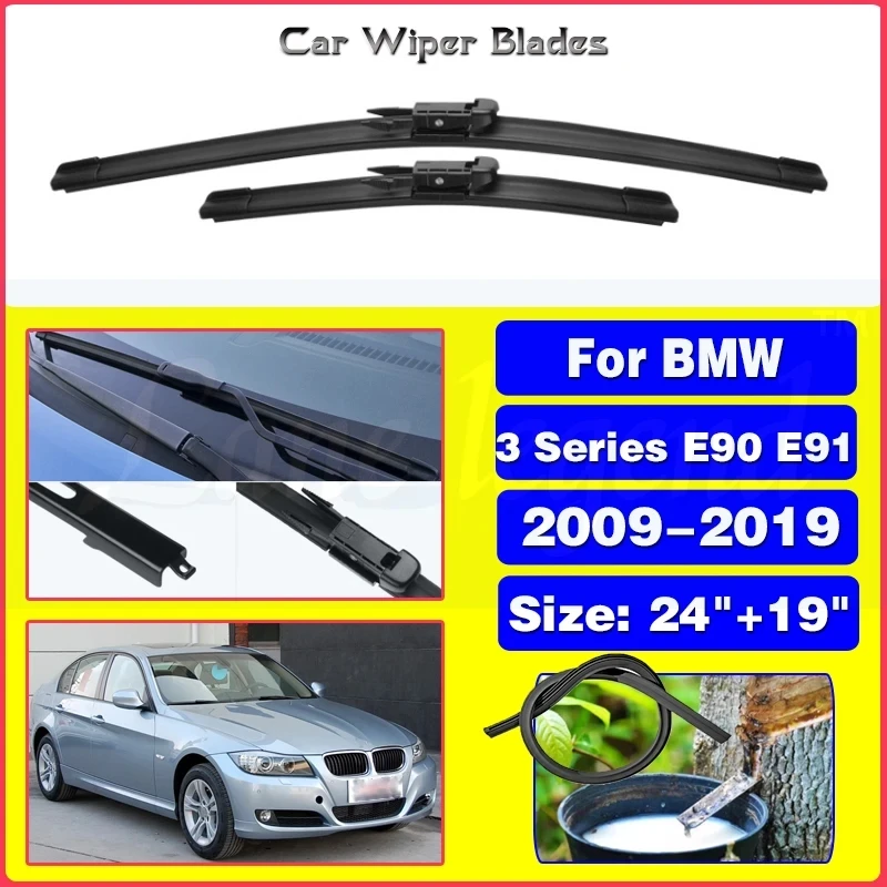 

Car Front Wiper Blades For BMW 3 Series E90 E91 F30 F31 F34 F35 F80 2009 - 2019 Windshield Windscreen Front Window 24"+19"