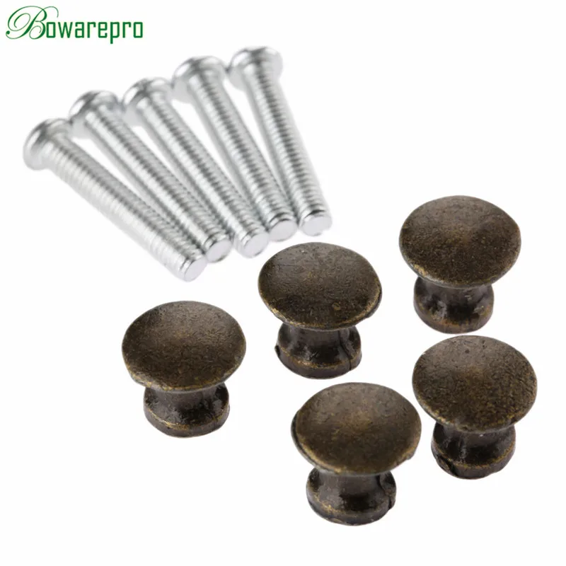 Round Vintage Mini Jewelry Box Cabinet Knobs Kitchen Dresser Drawer Chest Cupboard Door Handle Pulls with Screws 5Pcs 12mmx11mm