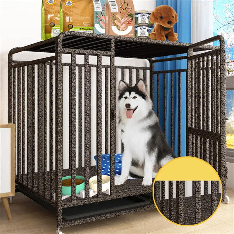 

Pet Cage Square Tube Dog Cage Large Medium-sized Dog Golden Retriever Labrador With Toilet Separation Household Pets Supplies