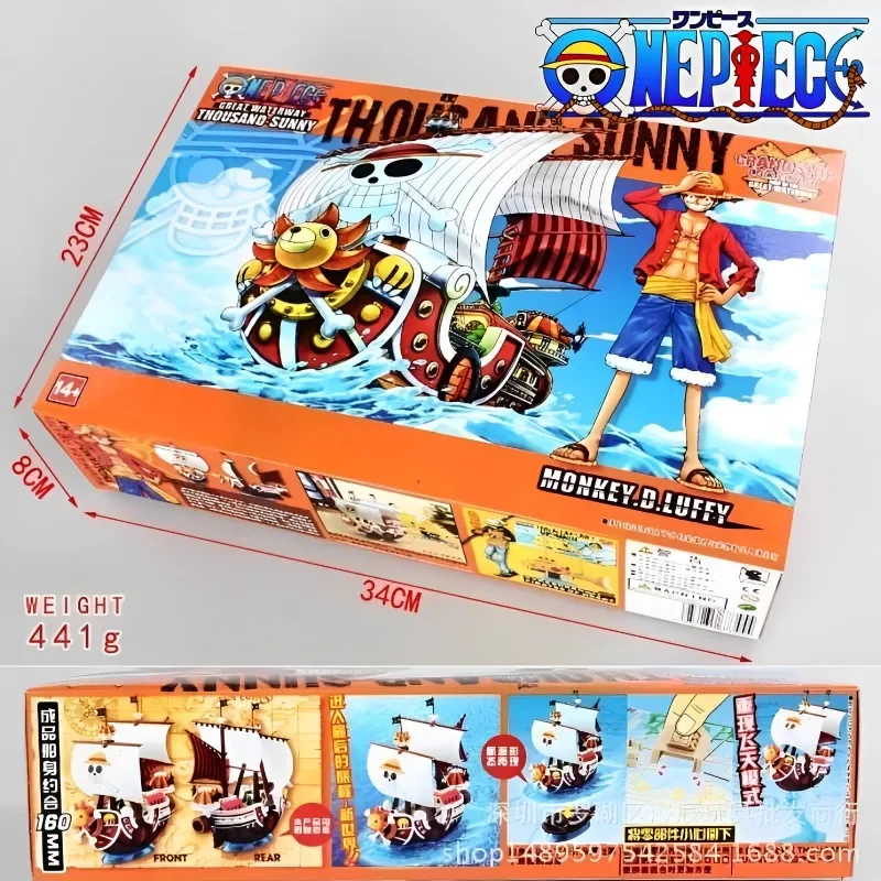 Hot Anime One Piece Marine Pirate Boat Thousand Sunny Figurines Statue Pvc Action Figure Collection Model Assembled Ship Toy