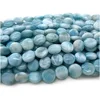 Veemake Natural Blue Larimar Flat Coin Disc Jewelry Making Loose Beads 08038 4
