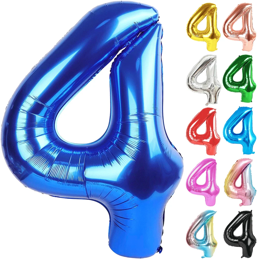 32 Zoll mehrfarbige Nummer 4 Ballon große Zahl Ballons 0-9 Jungen Mädchen Geburtstag Dekoration Frauen Männer Party Jahrestag liefert