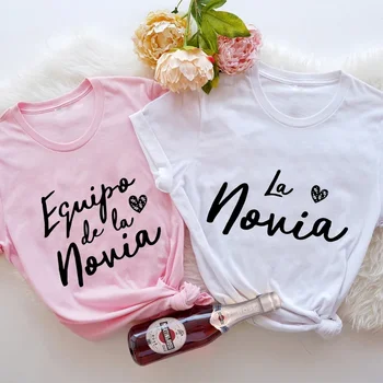 Team Bride T-shirt Spanish Girls Single Farewell Bachelorette Shirt Hen Party Tees Future Bride Squad Tshirt Bridal Wedding Tops 1