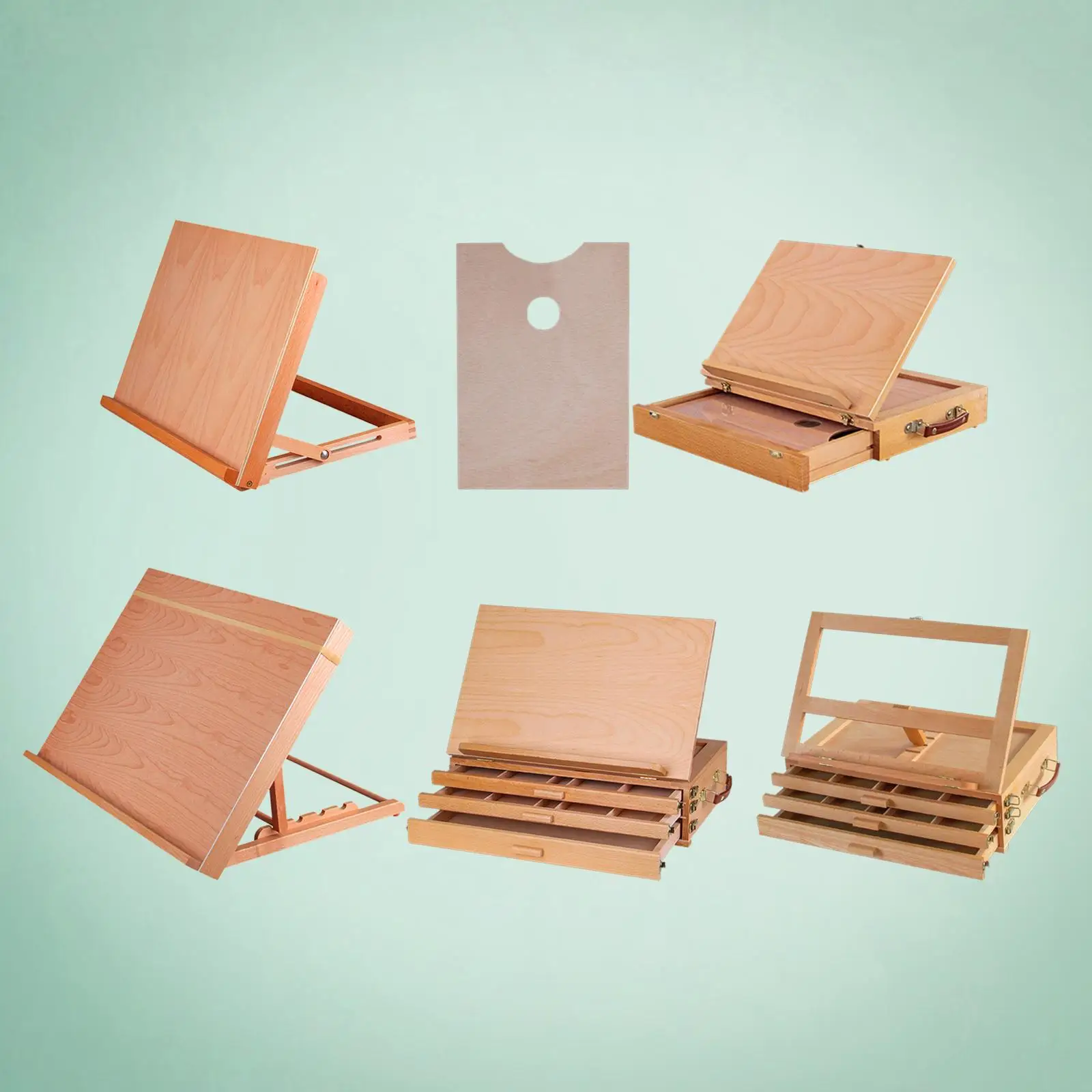 Foldable Art Stand Wooden Desktop Easel Adjustable Beech Board Table Easel Craft Workstation for School Sketching Art Painting