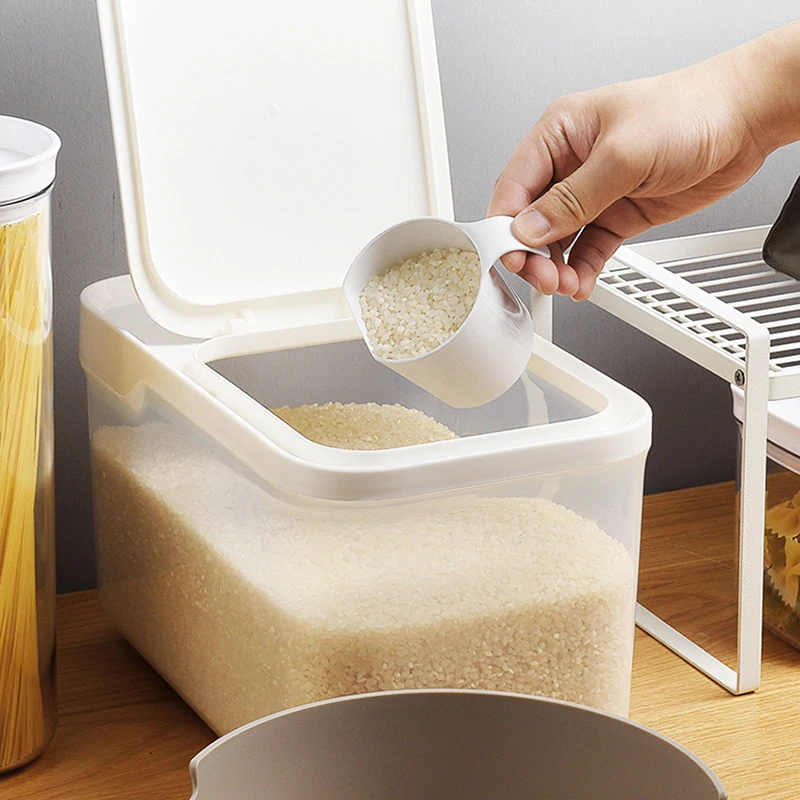 2.5/3.5/5.5KG Plastic Rice Bucket Bulk Cereals Jars Grains Storage Box Case  Food Container Spice Organizer Kitchen Accessories