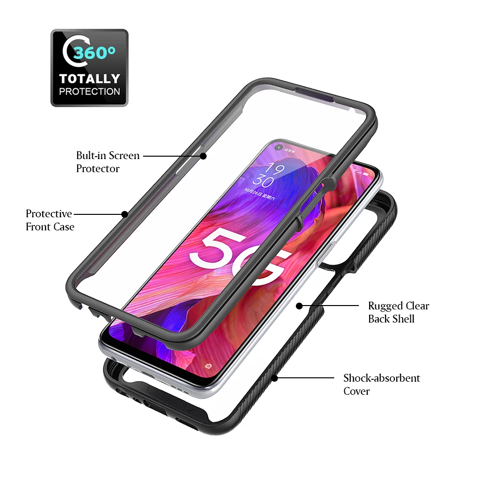Shockproof Clear Protective Case with Built-in Screen Protector