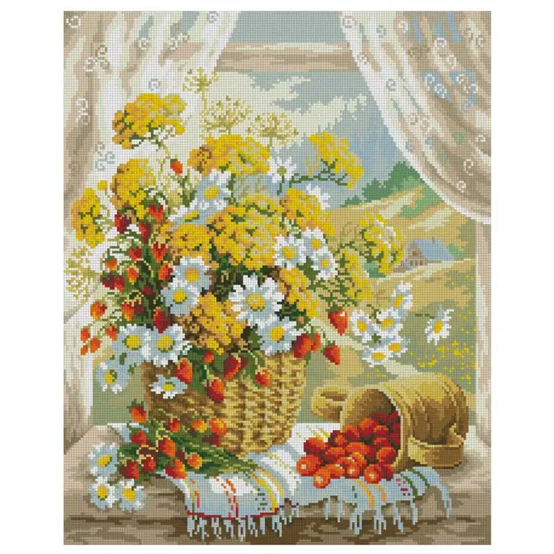 

The Daisy Basket and Fruit Counted Cross Stitch Sets 11CT 14CT 16CT 18CT DIY Handmade Cross Stitch Kits Embroidery Needlework