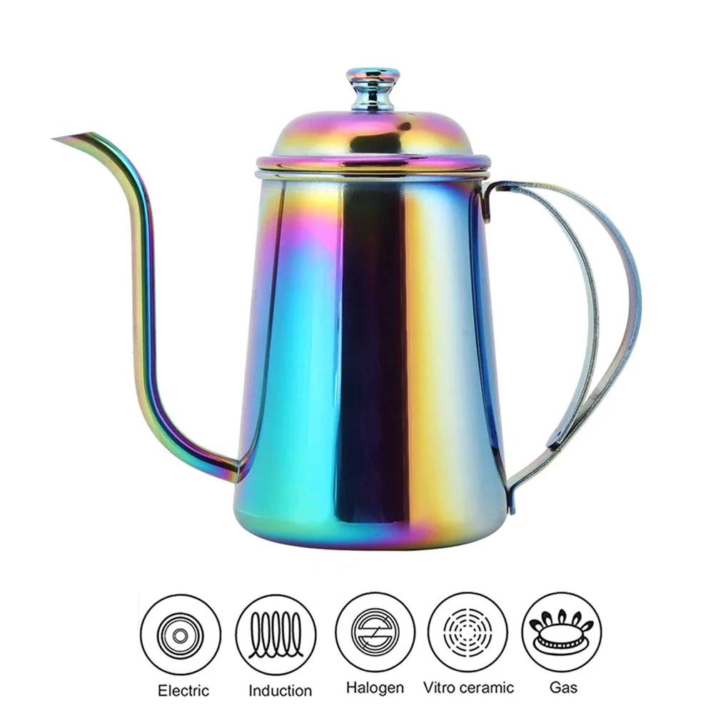 카페 하우스 가정용 스테인리스 스틸 커피 포트, 구즈넥 드립 커피 포트 티팟, 차 주전자, 650ml