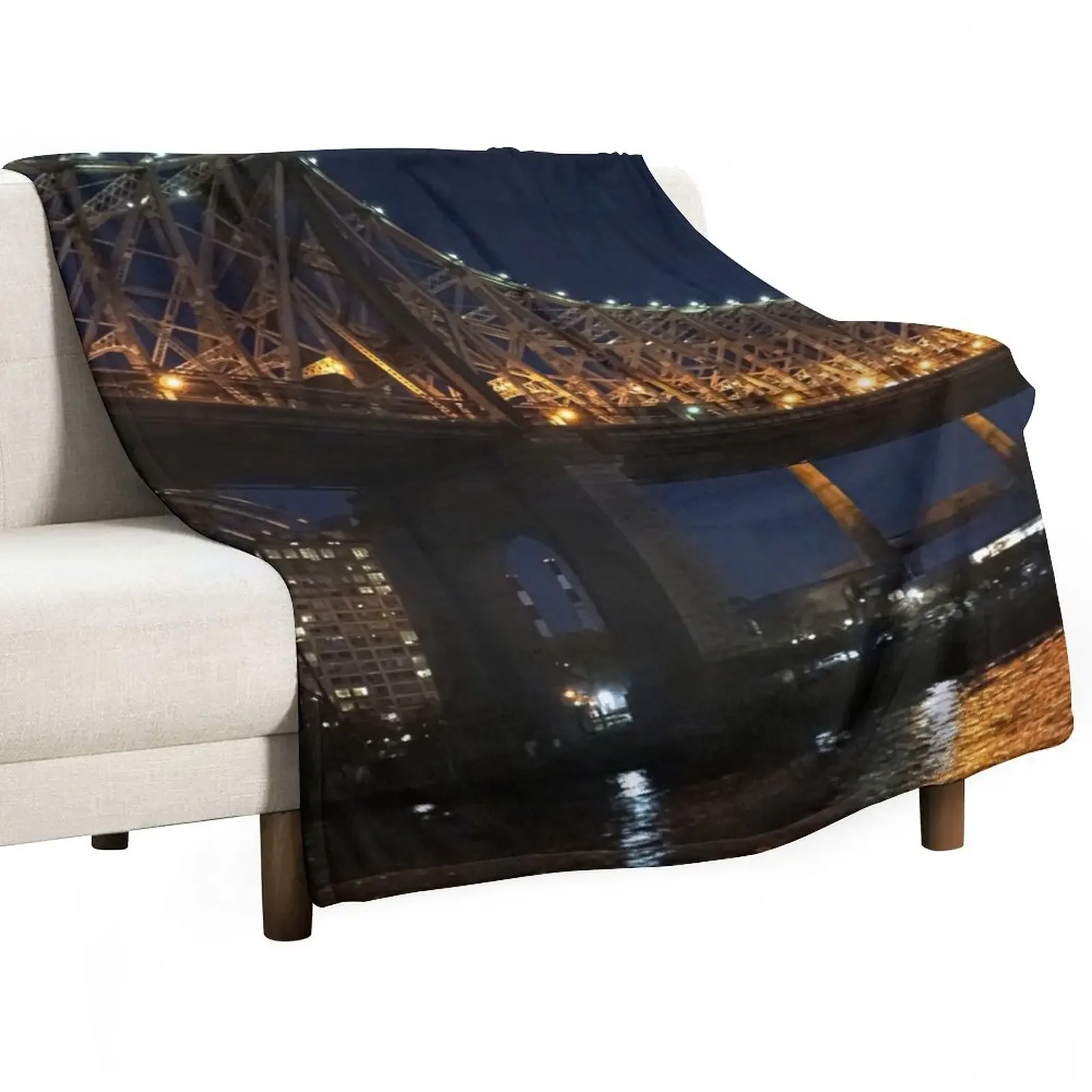 

New Queensboro Bridge - Night Sence Throw Blanket Cute Decorative Beds Hair Blankets