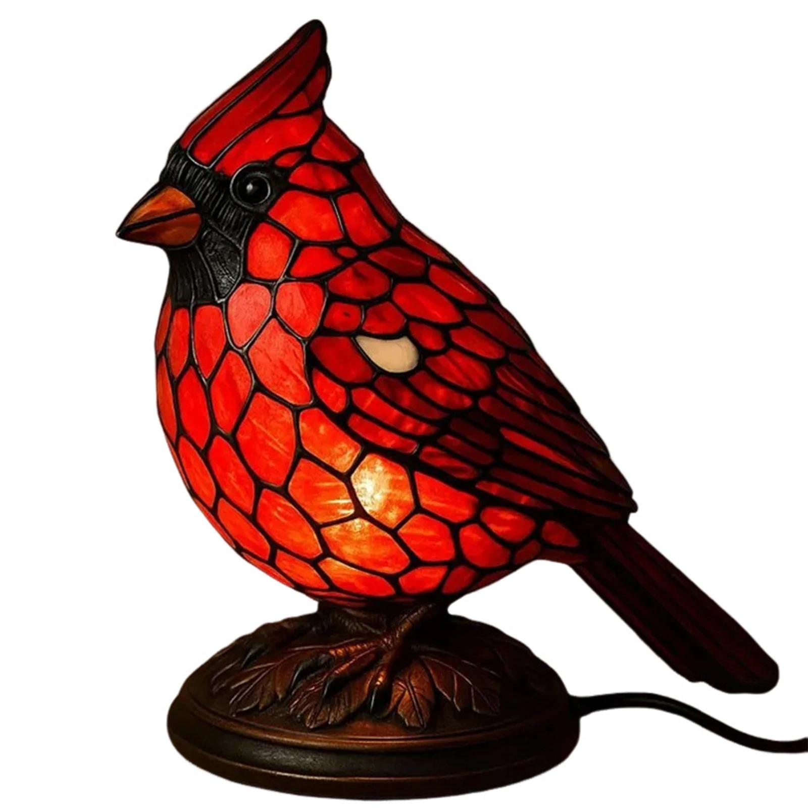 1/2Pcs Cardinal Table Lamp Christmas Resin Light Creative Red Bird Night Light Desktop Ornament for Living Room Christmas Decor