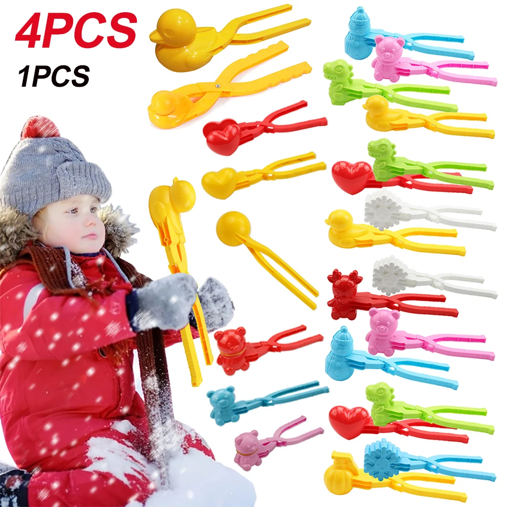Snowball Maker Clip For Kids Adult Heart Snowflake Duck Shape Clip Tongs Outdoor Sand Snow Ball Mold Toys Fight Sports Toys