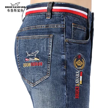 2024 Inverno Addensare Jeans da uomo Bruce & Shark Nuovo Gamba Dritta Jeans Allentati per Gli Uomini di Moda Casual Demin Uomo Pantaloni di Grandi Dimensioni 1