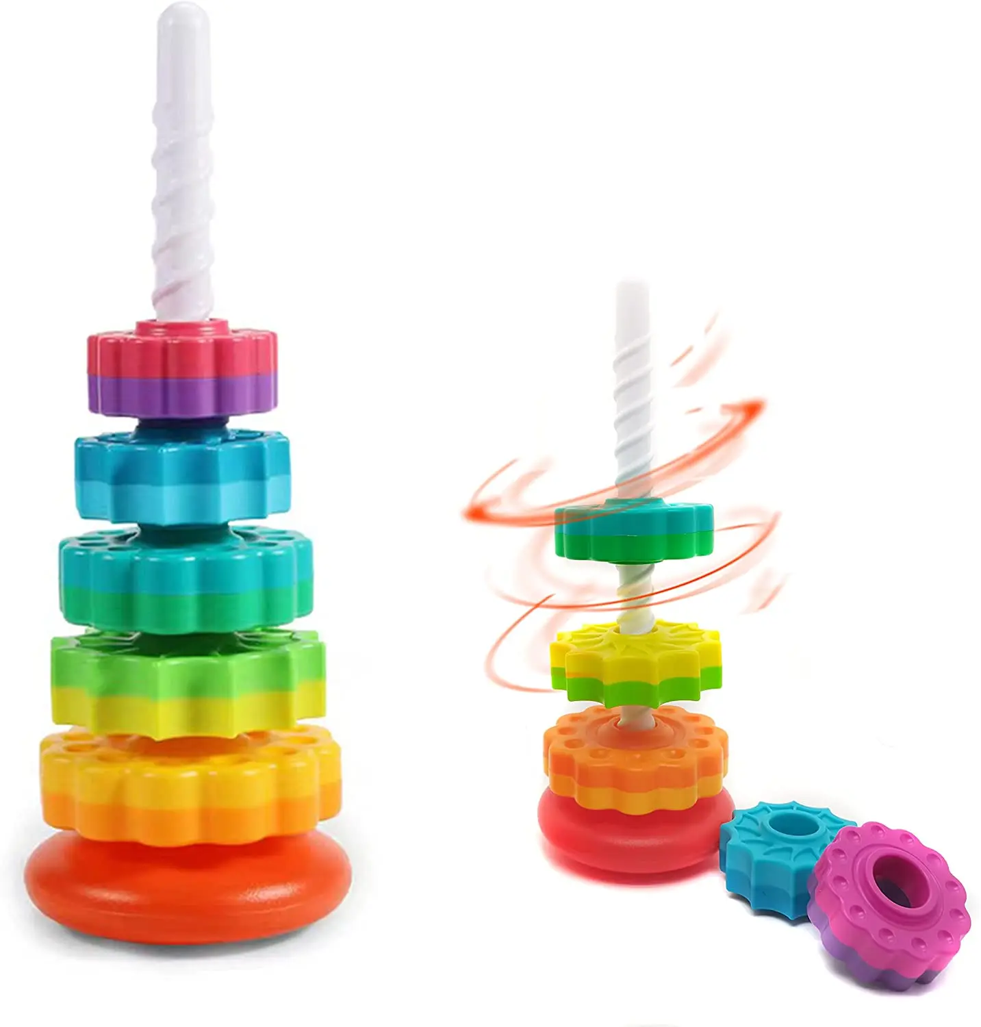 Baby Spinning Wheel Toy Rainbow Spin Tower Stacking Toys for Toddlers Montessori Educational Learning Sensory Toys Gift educational toys stacking puzzle toys cup stacking toys stacking toys