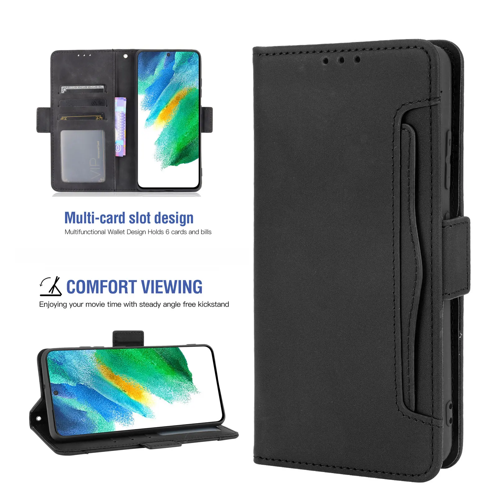 

Flip Cover Leather Wallet Phone Case For Samsung Galaxy S21 S20 FE Plus Ultra UW 4G 5G S10 S10E Lite A91 M80S Shockproof Lanyard