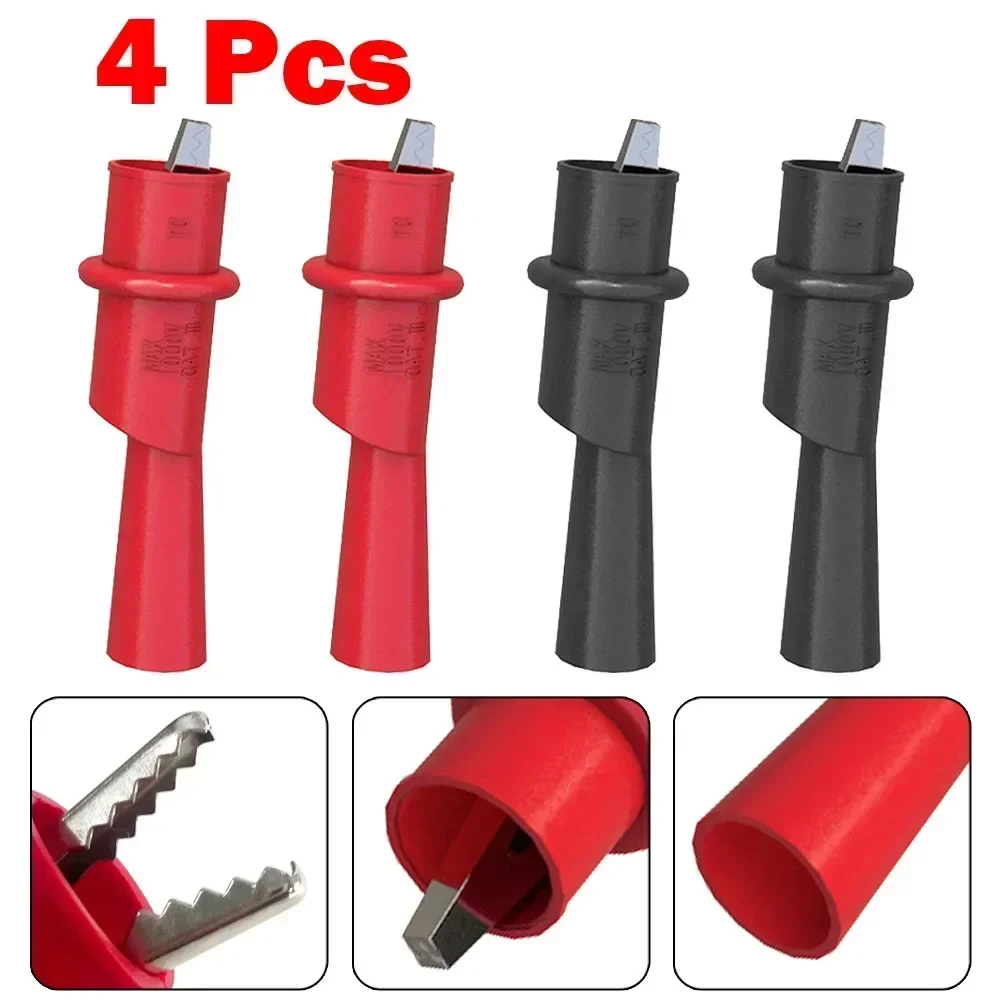 Multimeter Test Probes 2/4pcs For 2mm Electrical Connect Push On Clip Insulated Crocodile Clamp Automobile Circuit Detection