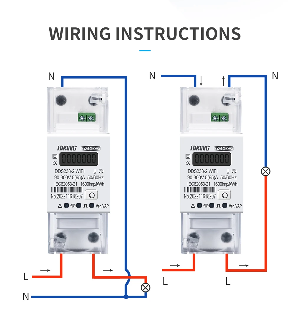 Single Phase 65A Din Rail WIFI Smart Energy Meter timer Power Consumption Monito
