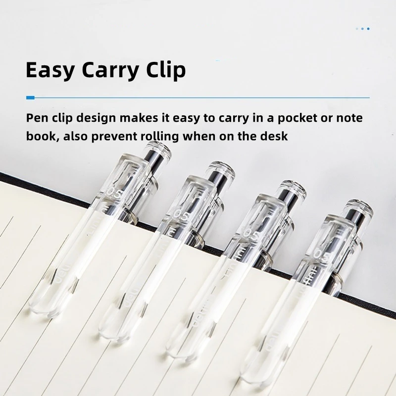 DELI Retractable Gel Ink Pens Black Blue Bullet Tip 0.5 mm Replaceable Refills Office School Supplies