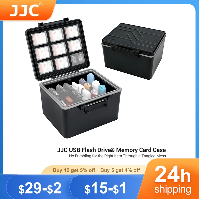 JJC USB Flash Drive Memory Card HDD Case SD/Micro SD/TF Card Box U Disk