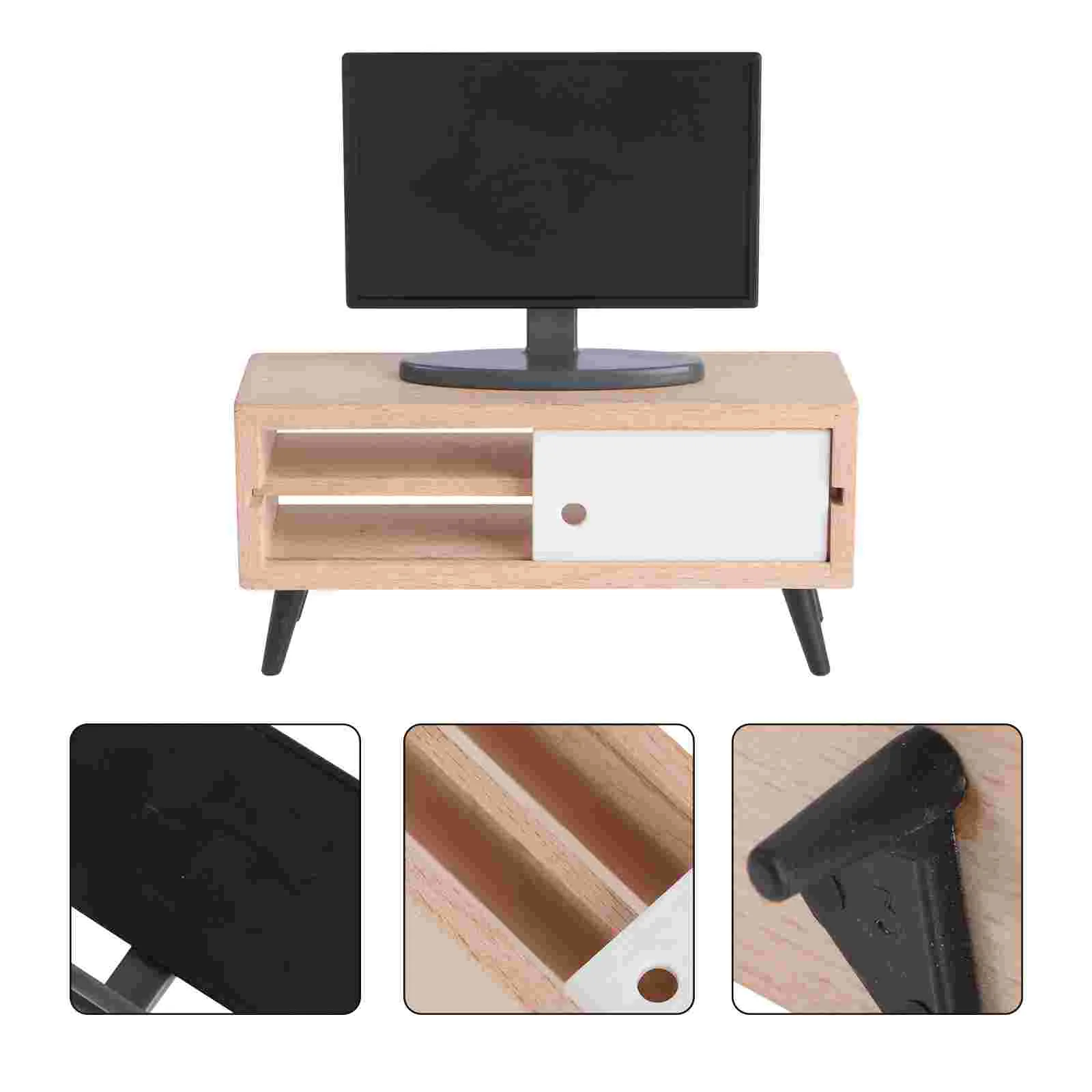 

1:12 Dollhouse Miniature Furniture TV Cabinet Television Pretend Play Toys Mini Appliance Ornament Furnishing Scene Model