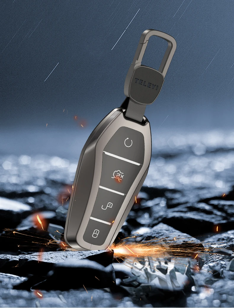 For BYD Atto 3 Yuan Plus 2022 2023 Car Aluminium Alloy Key Cover Protective Shell Case Buckle Modificated Auto Accessories