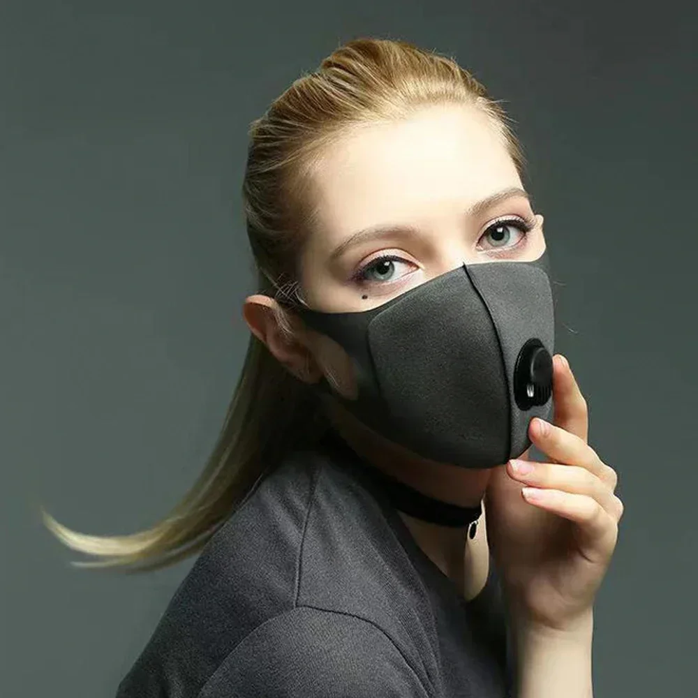 Masque Réutilisable Tissu Noir/Gris XL - Protection Visage Cyclisme