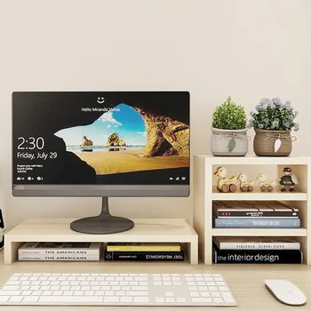 목재 모니터 라이저 스탠드, 인체공학적 노트북 스탠드, 책상 정리함, 키보드 보관함