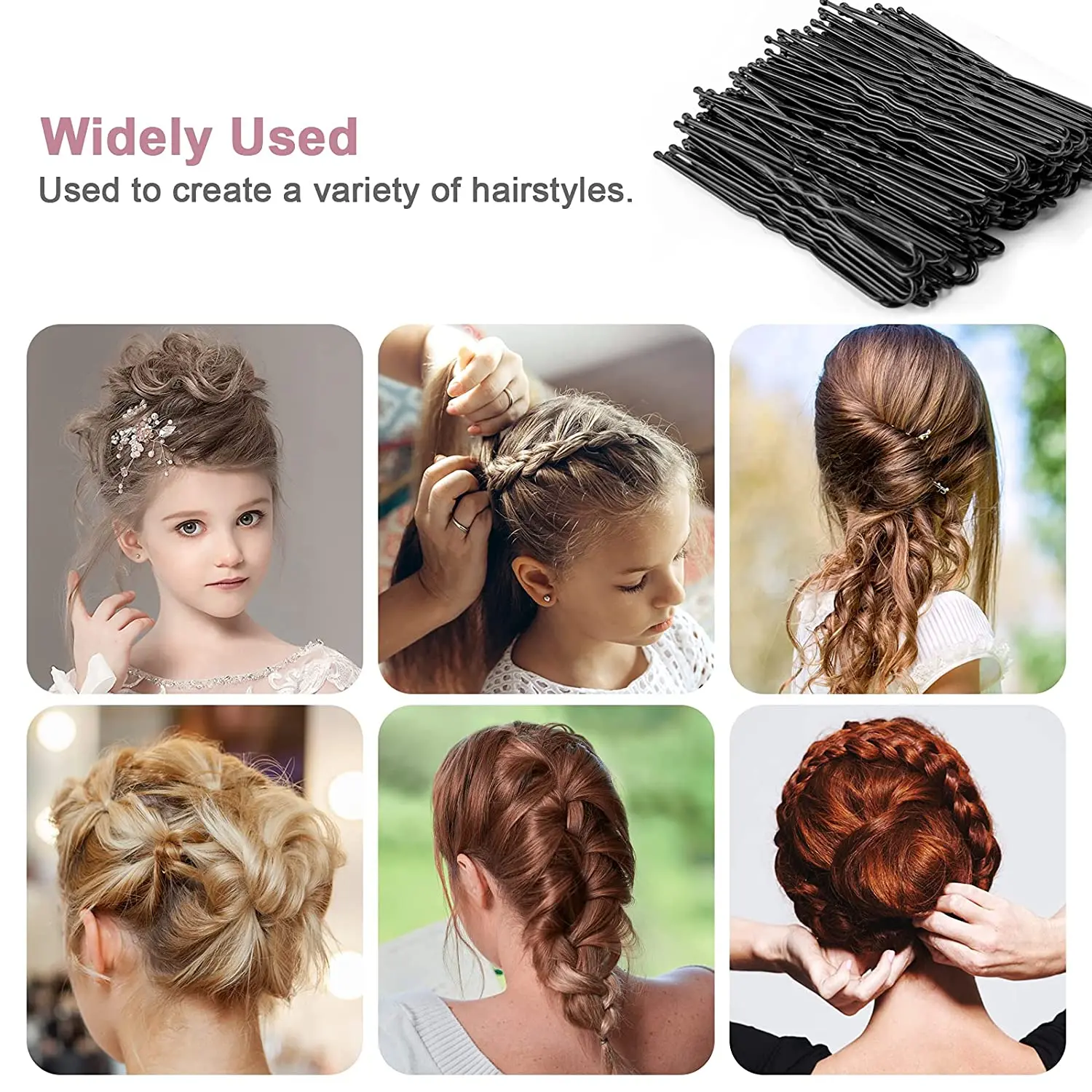 50Pcs 6cm Salon Hair Clip Waved U Shaped Pins Hairpin Black Metal Barrette Styling Hairstyle Tool Hair Accessories For Women