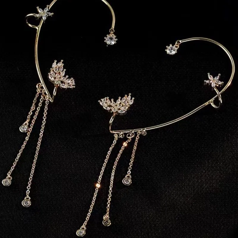 Classical Golden Ear Clip No Ear Hole Stars Tassels For Women Personality Golden Earring Decorate Fine Delicate Jewelry