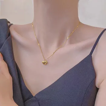 New Cross-border Couple Cavicle Chain Geometric Heart-shaped Light Luxury Temperament Simple Sweet Love Pendant Necklace Jewelry 5
