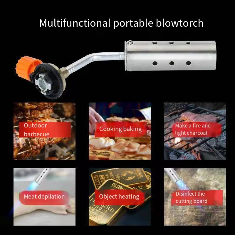 Butane torch outdoor camping BBQ flame gun welding brazing gas torch lighter adjustable flame