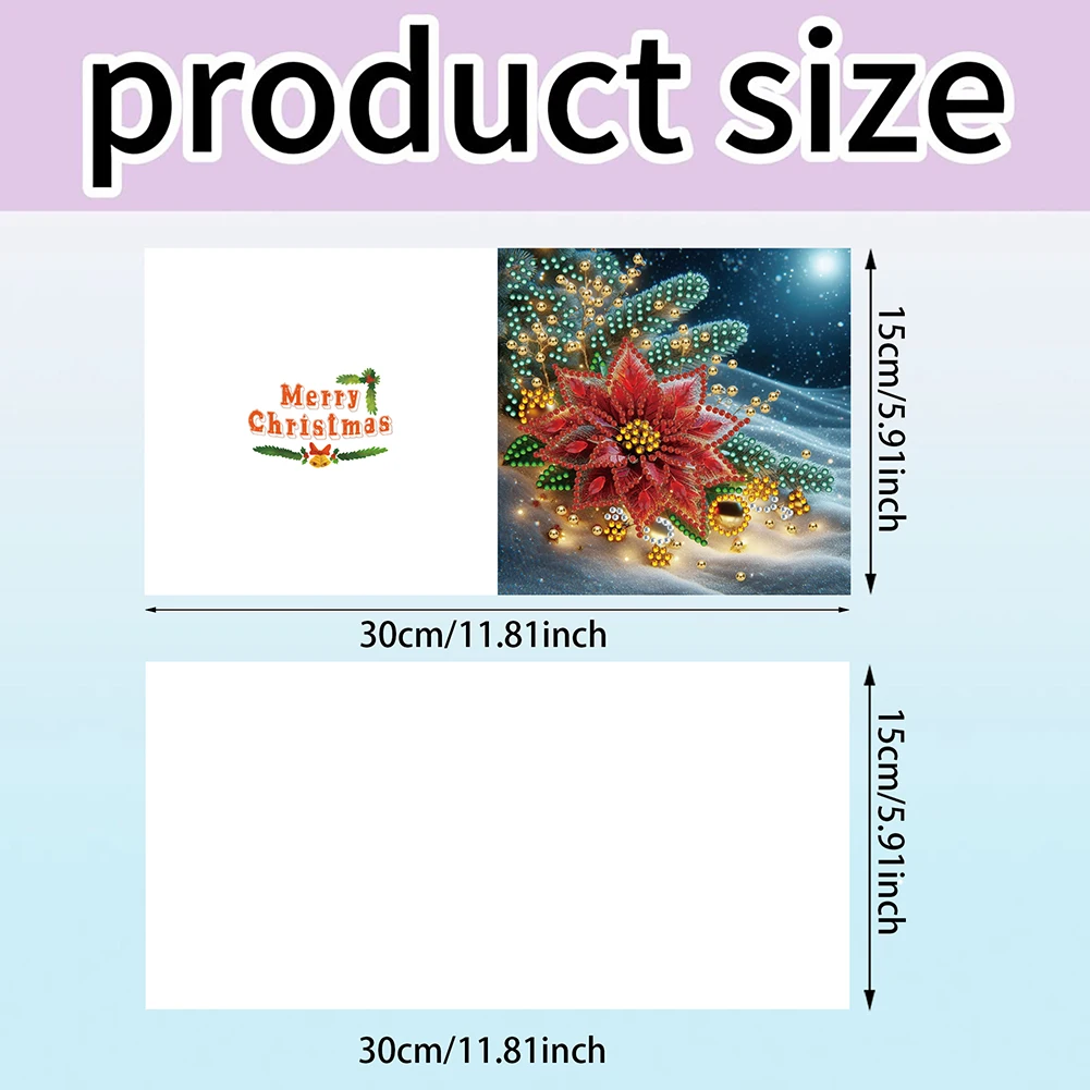 6PCS DIY Xmas Theme Rhinestone Diamond Art Mosaic Postcards Diamond Art Handmade Cards Creative Birthday Thanksgiving Card Kit