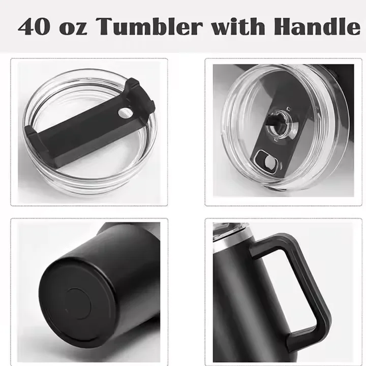 Outdoor Stainless Steel Insulated Hot Travel Mugs Water Bottle Thermal Vacuum Coffee Car Cup Cold Flask with Handle Straw 5