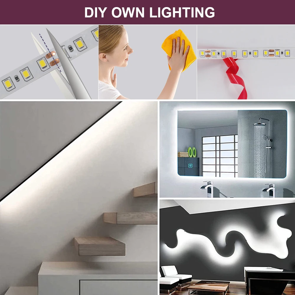 Multi-Length Flexible LED Strip Light, 120 LEDs/M, 13 Vibrant Colors, 8mm PCB, Home Illumination