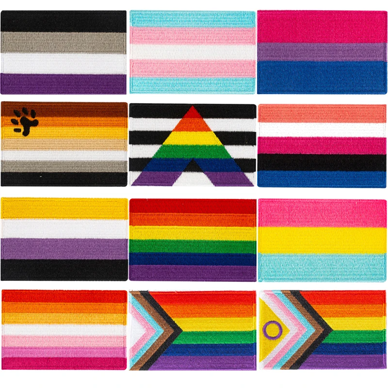 Toppa Ricamata Termoadesiva Bandiera Transgender Pride - 8x5 Cm, Rettangolare, Per Vestiti E Accessori - 4