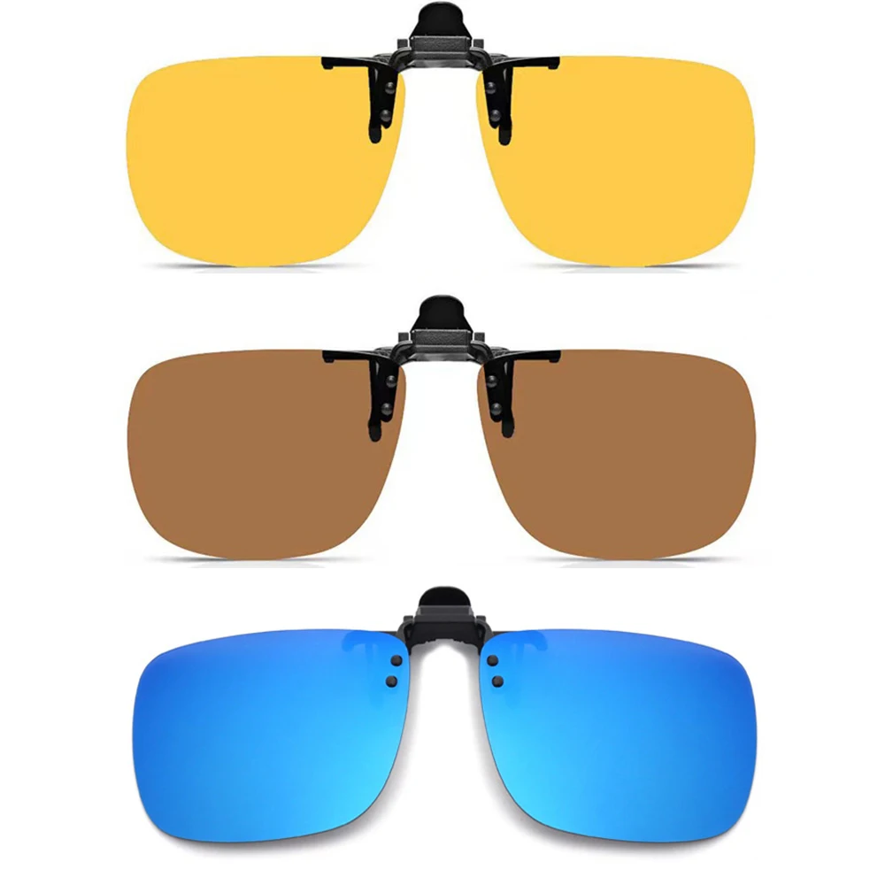 Men's Polarized Night Vision Rimless Rectangle Sunglasses with Yellow Anti-Glare Lenses and UV400 Protection