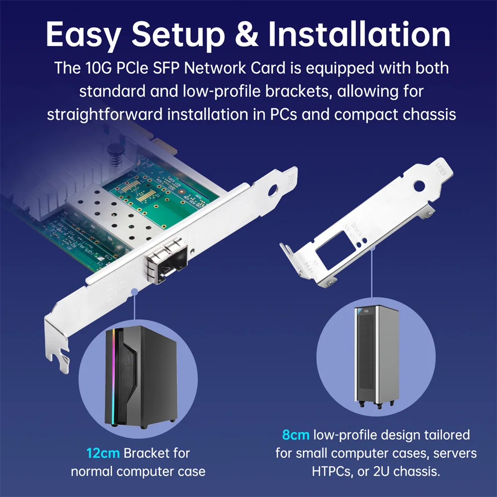 10G PCIE - SFP+ 기가비트 이더넷 카드 (82599 PCIE X8 X520-DA1 SFP+ 직접 연결 10000Mbps 네트워크 카드, 서버용)