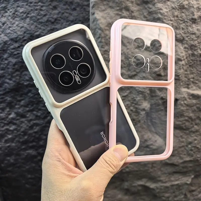Sleek Circular Border Transparent Acrylic Phone Case - Shockproof & Non-Slip Bumper