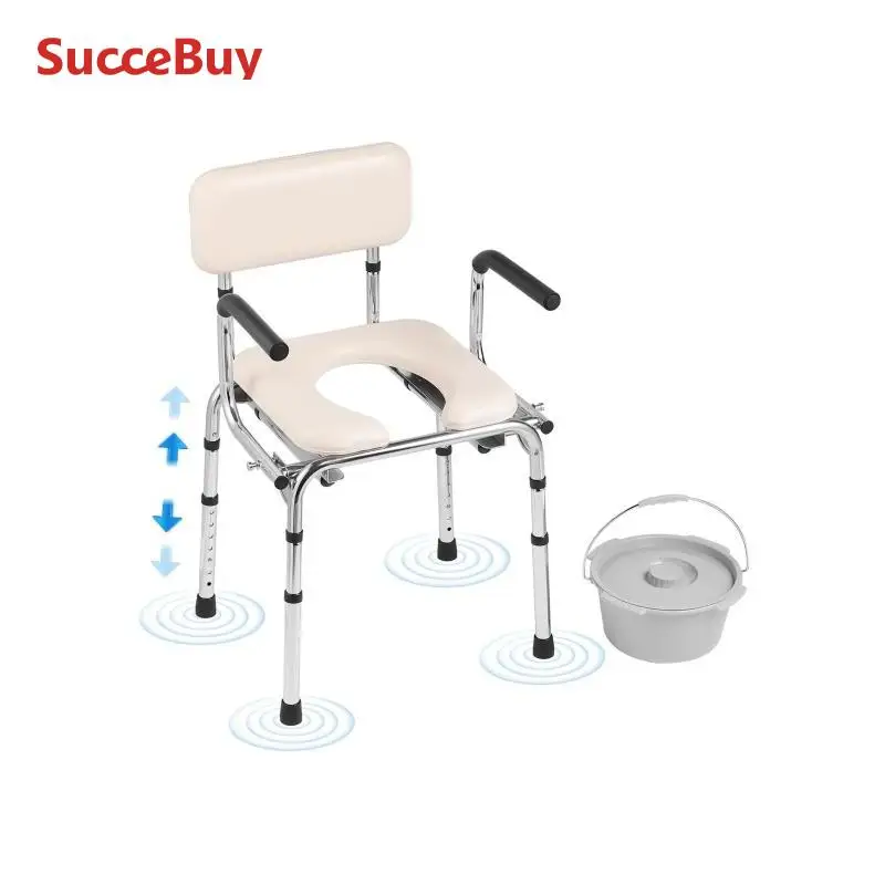 Adjustable Commode Chair with Padded Seat