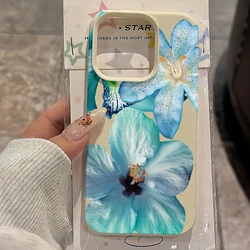 Elegant White and Blue Floral Soft Phone Case Cover - iPhone 15 Plus (1)